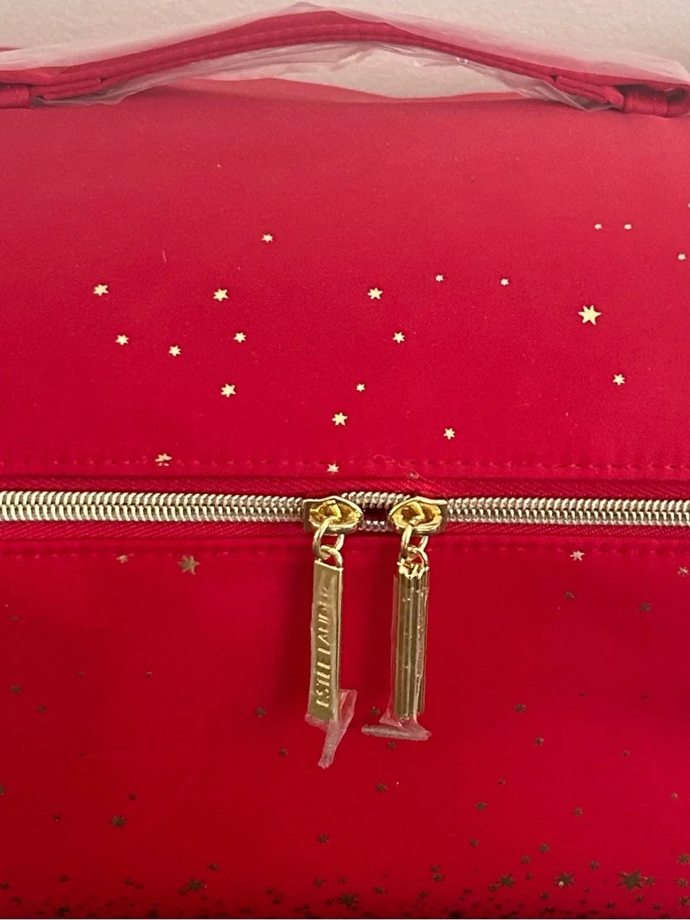 Estée Lauder Red Cosmetic Train Case Makeup Travel Organizer Vanity Ba